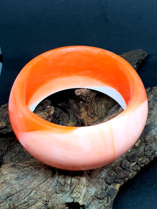 Round Edge WIDE Bangle - Orange & White