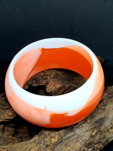 Round Edge WIDE Bangle - Orange & White